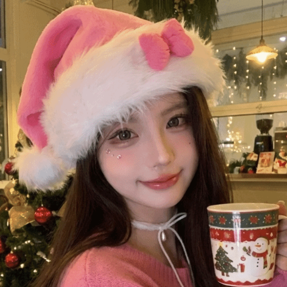 Santa Hat Plush - Шикарная рождественская шапка Санты с розовым