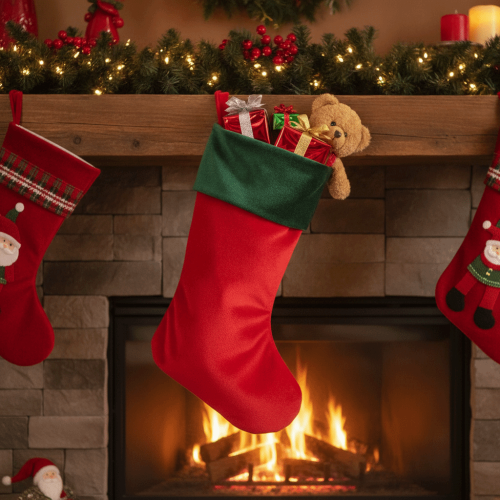 Красно-зеленый бархатный рожде – обзор и цена Christmas Stocking Hanging
