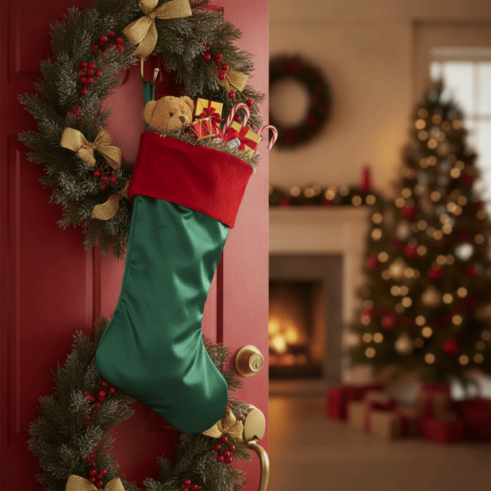 Красно-зеленый бархатный рожде – обзор и цена Christmas Stocking Hanging