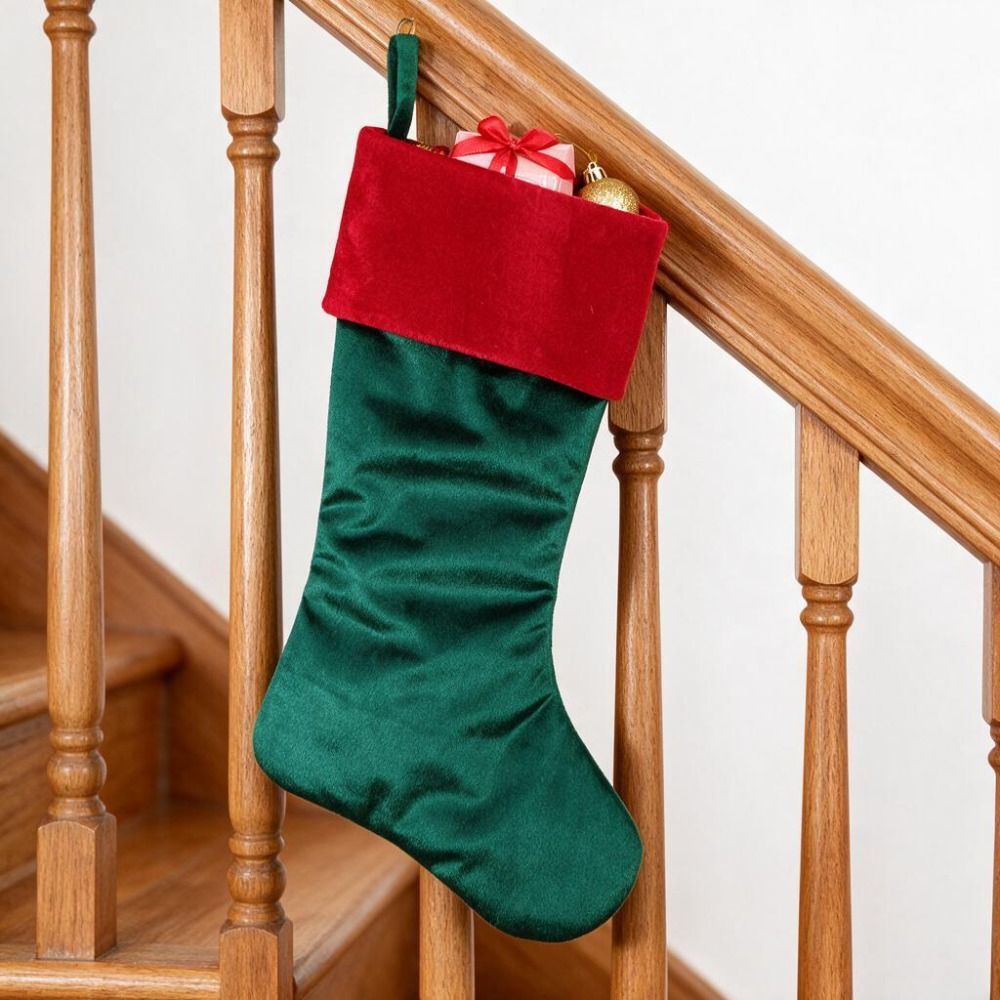 Красно-зеленый бархатный рожде – обзор и цена Christmas Stocking Hanging