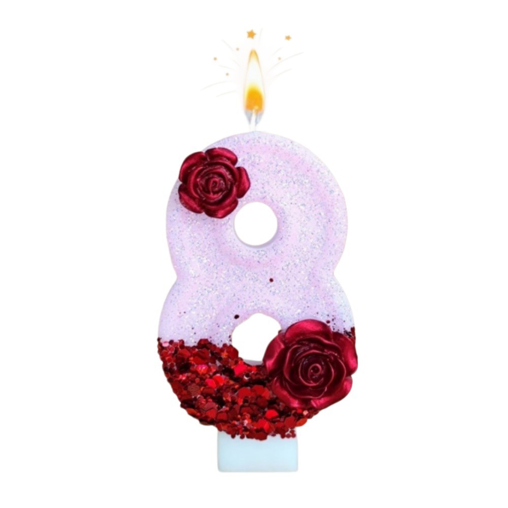 Свеча-цифра 3D с розовым глитт – обзор и цена Holiday Candle Set